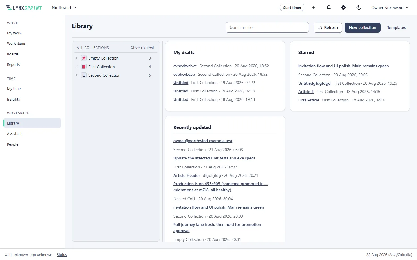 A Library collection with nested articles
